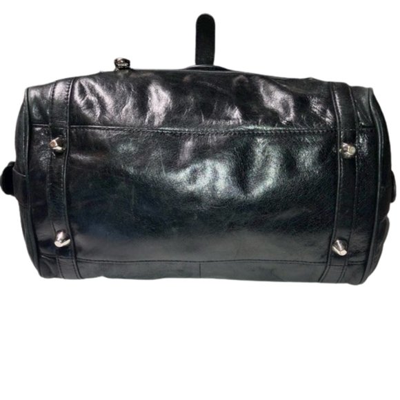 Badgley Mischka Cherise Black Leather Convertible Satchel - Picture 7 of 16